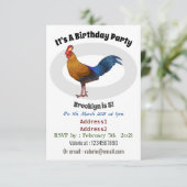 スリランカのジャングルフォール鳥の漫画イラストレーション 招待状 (スタンド正面)