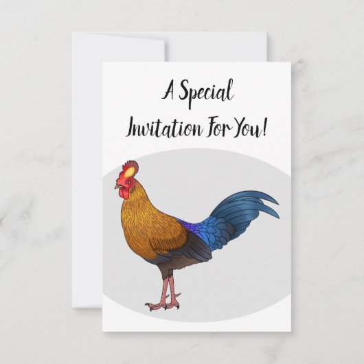 スリランカのジャングルフォール鳥の漫画イラストレーション 招待状 (裏面)