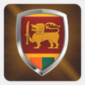 スリランカのメタリックエンブレム スクエアシール (正面)