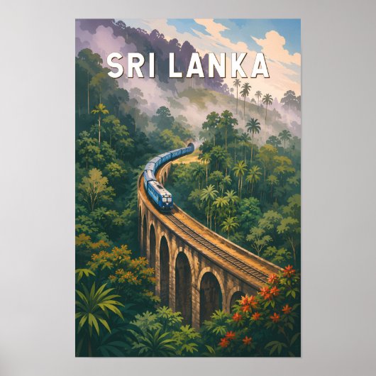 スリランカの列車イラスト 旅行アート ヴィンテージ ポスター (正面)
