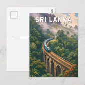 スリランカの列車イラスト 旅行アート ヴィンテージ ポストカード (正面/裏面)