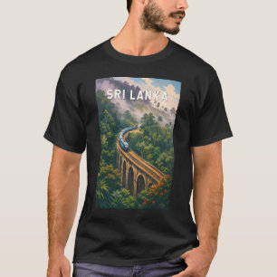 スリランカの列車イラスト 旅行アート ヴィンテージ Tシャツ