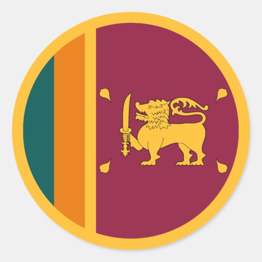 スリランカの国旗 ラウンドシール (正面)