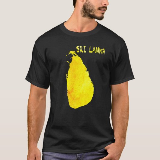 スリランカの地図カラフル水彩画 Tシャツ (正面)