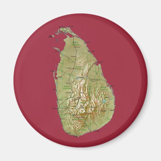 スリランカの地図マグネット マグネット (正面)