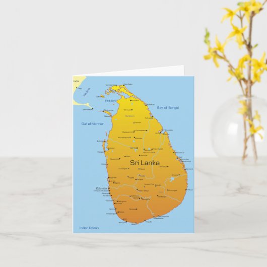 スリランカの地図 カード (黄色い花)
