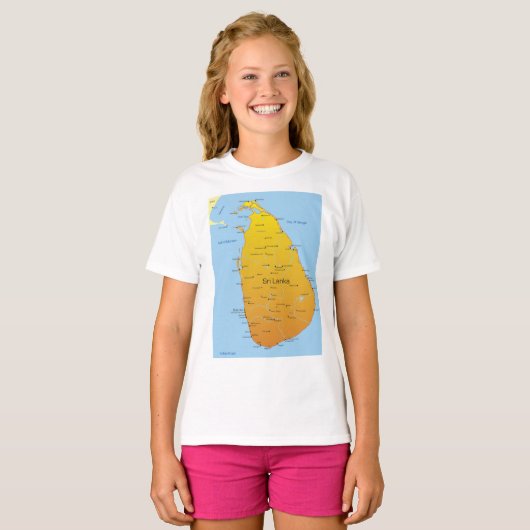 スリランカの地図 Tシャツ (正面フル)