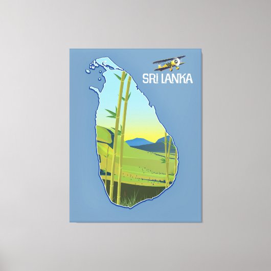 スリランカの旅行地図 キャンバスプリント (正面)