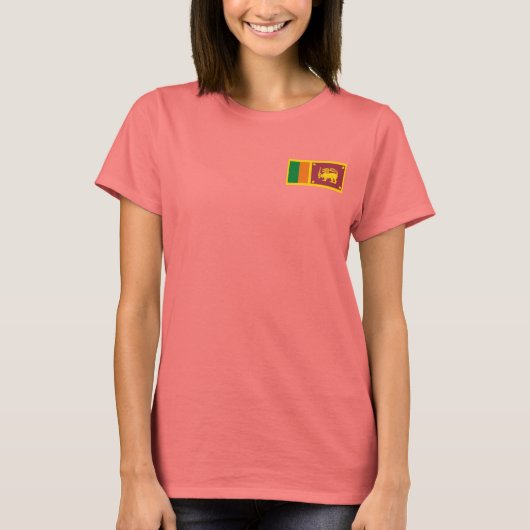 スリランカの旗と地図のTシャツ Tシャツ (正面)