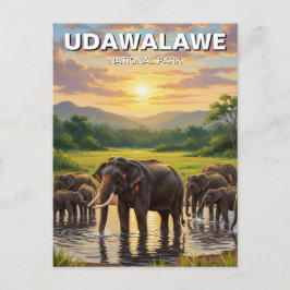 スリランカの象ウダワラウェ国立公園 ポストカード