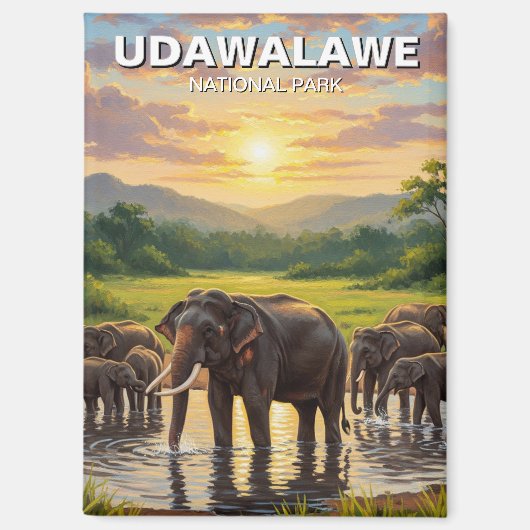 スリランカの象ウダワラウェ国立公園 マグネット (正面)