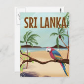 スリランカビーチヴィンテージ旅行ポスター ポストカード (正面/裏面)