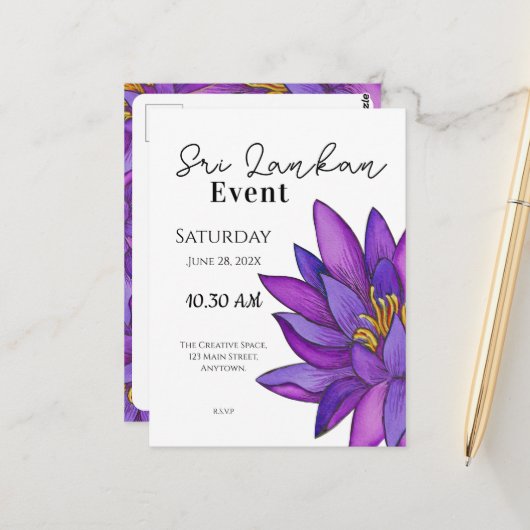 スリランカロータス絵を描フラワー ポストカード (正面/裏面インサイチュ)