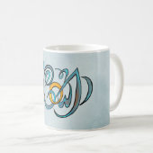 スリランカワーディングハンド絵を描タイポグラフィ コーヒーマグカップ (正面右)