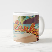 スリランカヴィンテージ休暇旅行ポスター ジャンボコーヒーマグカップ (正面右)