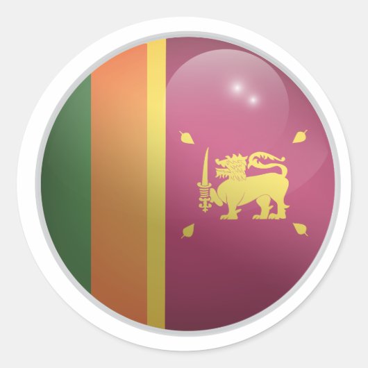 スリランカ光沢サークル国旗 ラウンドシール (正面)