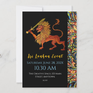 スリランカ国旗のライオンフラットカード 招待状