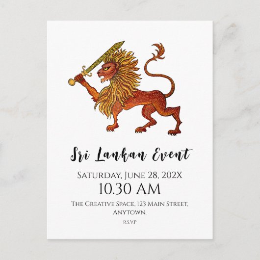 スリランカ国旗のライオン ポストカード (正面)