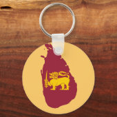 スリランカ国旗の地図 キーホルダー (正面)