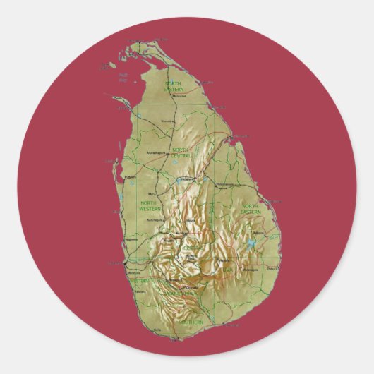 スリランカ地図シール ラウンドシール (正面)