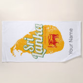 スリランカ地図ヴィンテージホリデー島のお土産 ビーチタオル (正面)