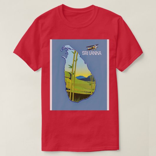 スリランカ島の旅行地図 Tシャツ (デザイン正面)