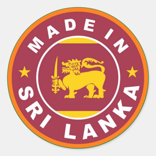 スリランカ製の製品の国の旗ラベル ラウンドシール (正面)
