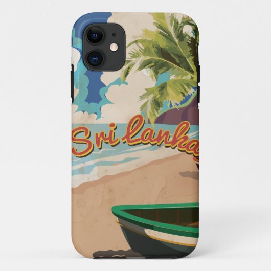 スリランカ ビンテージ バケーション 旅行ポスター Case-Mate iPhoneケース (裏面)