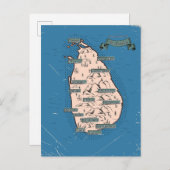 スリラ図解入りの、写真付きのンカの旅行地図 インビテーションポストカード (正面/裏面)