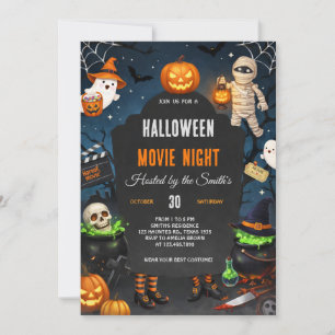 スリリングなホラー映画の夜のパーティー 招待状
