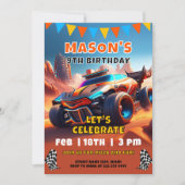 スリリングなレーストラックの誕生日パーティー 招待状 (正面)