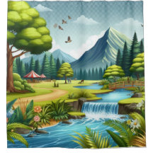 スリリングなワイルドリバーラピッドのシャワーカーテン