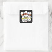 スリルのあるボーリングピン、黒 スクエアシール (バッグ)