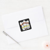 スリルのあるボーリングピン、黒 スクエアシール (封筒)