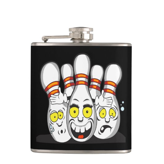スリルのあるボーリングピン、黒 フラスク (正面)