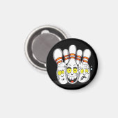 スリルのあるボーリングピン、黒 マグネット (正面/裏面)