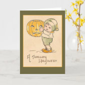 スリル満点のハロウィンのヴィンテージの芸術カード カード (黄色い花)