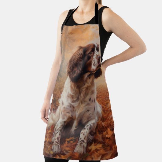 スリンガースパニエル犬イン紅葉秋インスパイア エプロン (インサイチュ)