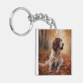 スリンガースパニエル犬イン紅葉秋インスパイア キーホルダー (正面左)