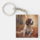 スリンガースパニエル犬イン紅葉秋インスパイア キーホルダー (正面)