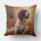 スリンガースパニエル犬イン紅葉秋インスパイア クッション (正面)