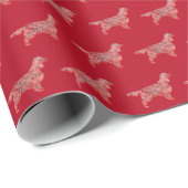 スリンガースパニエル犬クリスマスドッグかわいいシルエットレッド ラッピングペーパー (ロールコーナー)