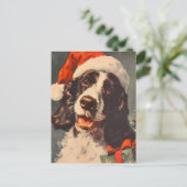 スリンガースパニエル犬クリスマス ポストカード (スタンド正面)