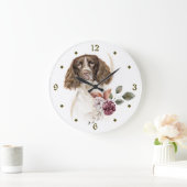 スリンガースパニエル犬ドウウィンターブーケ時計 ラージ壁時計 (ホーム)