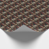 スリンガースパニエル犬ドッグとクリスマスギフト暖炉 ラッピングペーパー (角)