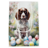 スリンガースパニエル犬ドッグイースターエッグホリデー ミディアムペーパーバッグ (裏面)