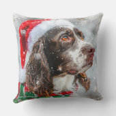 スリンガースパニエル犬ドッグクリスマスフェスティバル クッション (裏面)