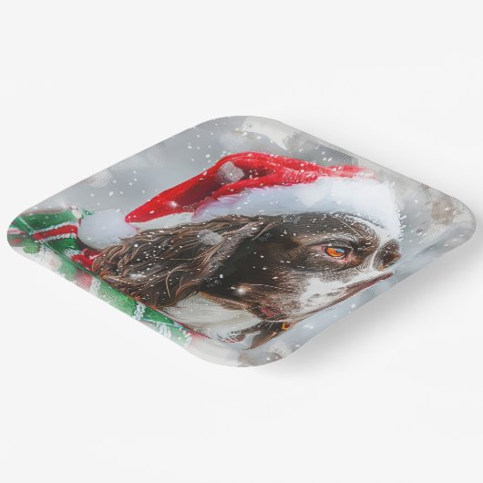 スリンガースパニエル犬ドッグクリスマスフェスティバル ペーパープレート (傾斜あり)