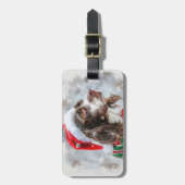 スリンガースパニエル犬ドッグクリスマスフェスティバル ラゲッジタグ (正面縦)