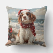 スリンガースパニエル犬ドッグクリスマスヴィンテージビーチ クッション (正面)
